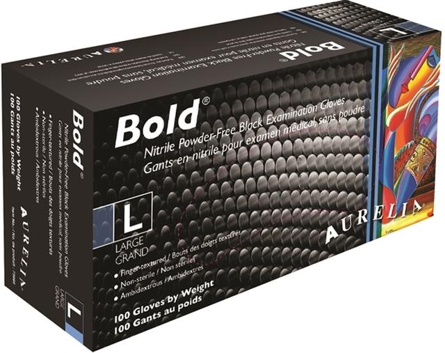 Aurelia Bold Black Nitrile Gloves 100/box Small - Browbox