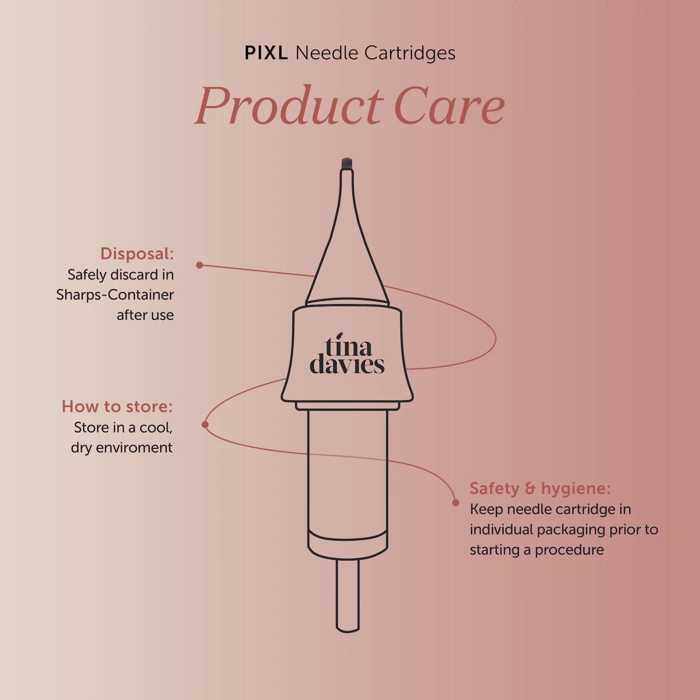 TINA DAVIES PIXL Needle Cartridges 0.30MM 8U CURVED FLAT MEDIUM TAPER - Browbox